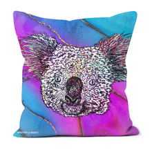 Load image into Gallery viewer, A sweet koala on a blue and pink cushion