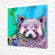 Load image into Gallery viewer, Metal Prints Square Red Panda Blue
