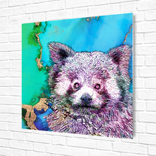 Load image into Gallery viewer, Metal Prints Square Red Panda Blue