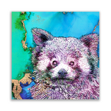 Load image into Gallery viewer, Metal Prints Square Red Panda Blue
