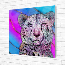 Load image into Gallery viewer, Metal Prints Square Cheetah Purple
