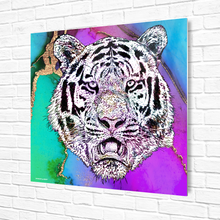 Load image into Gallery viewer, Metal Prints Square Tiger Pink
